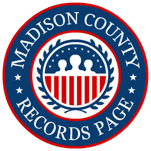 A round, red, white, and blue logo with the words 'Madison County Records Page' in relation to the state of Florida.